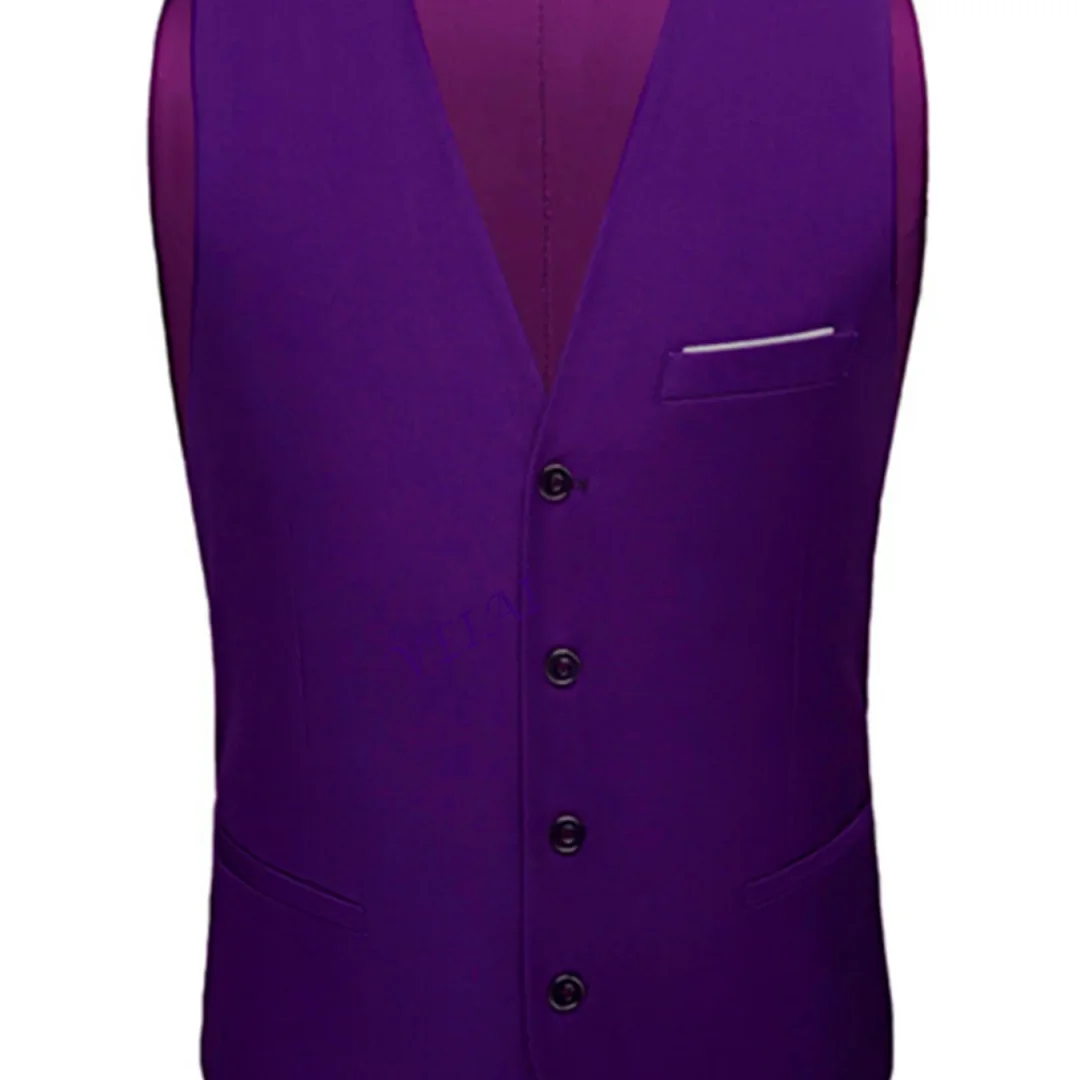 Customized High-Quality Slim Fit Men's Suit Vest Waistcoat Business Casual Groomsmen Wedding Dress Blazer in 9 Colors