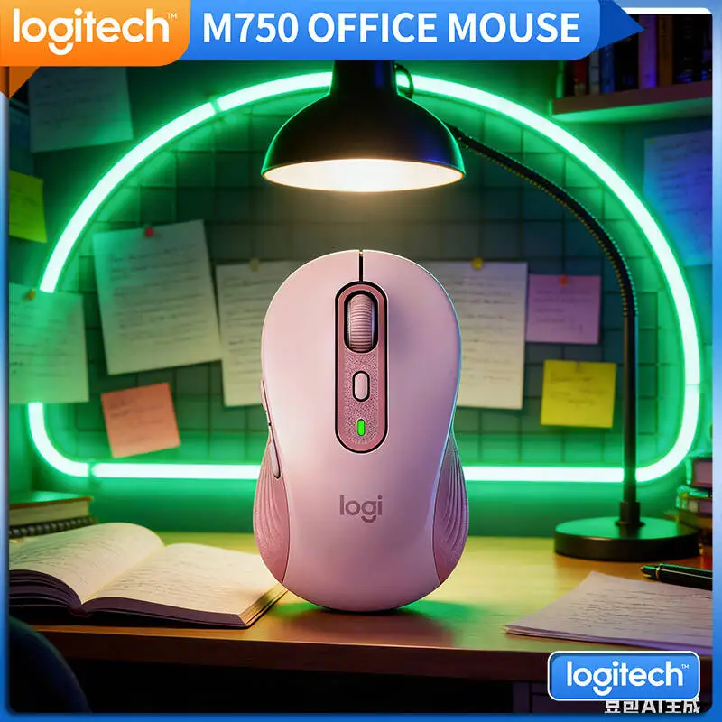 M750 Wireless Ergonomic Mouse - 90% Noise Reduction, Recycled Build, 3-Device Switch, 20-Month Battery, Study Essential