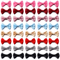 50Pcs/Lot 4*2.5cm Polyester Ribbon Bow Handmade For DIY Sewing Crafts Gift Flower Clothes Headwear Bouquets Party Wedding Decor