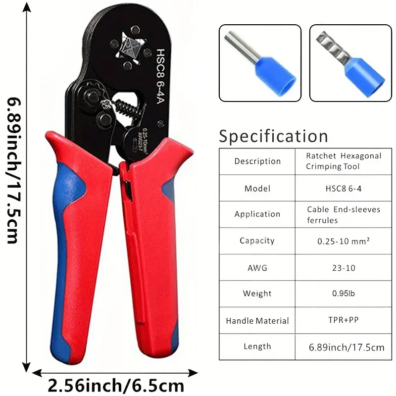 Ferrule Crimping Tool Kit Self-Adjustable Ferrule Crimper Plier with 1200PCS Wire Ferrules Kit for Wire-End Ferrules 0.25-10 mm