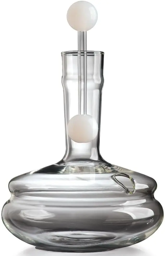 Hand Blown Glass Water Kettle, 2 Quart | Heat Resistant Glass, Silicone Steam Stopper, Stovetop Pour Over Accessory