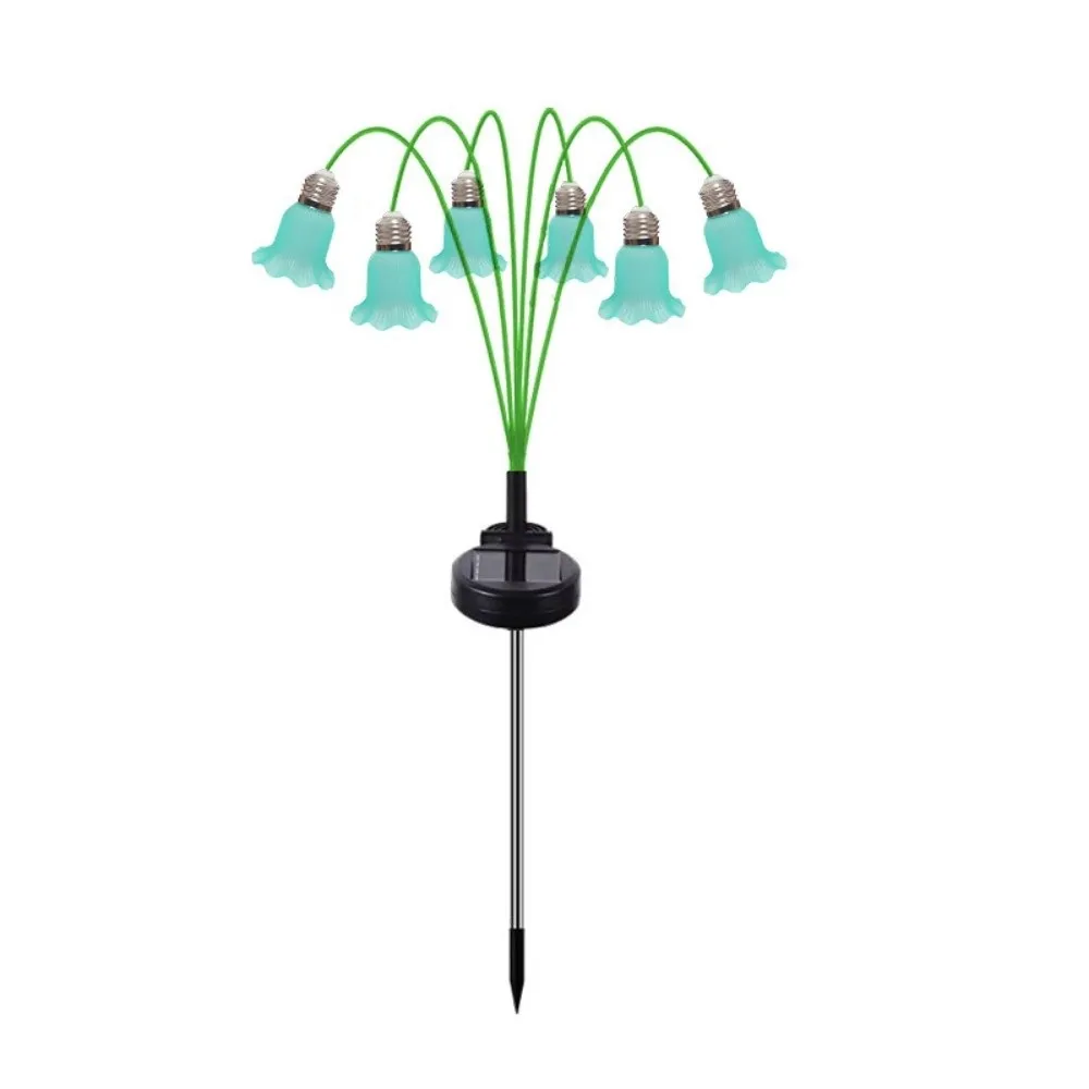 Bellflower Flower Flowers Solar Garden Light Realistic Flexible Stems 6 Heads LED Simulated Light Decorative Removable