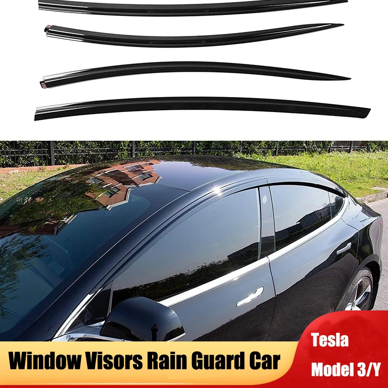 

For Tesla Model 3 Y Vent Deflector Ventshade Ventvisor Side Window Deflector Rain Guards Window Visors Rain Guard Car Accessory