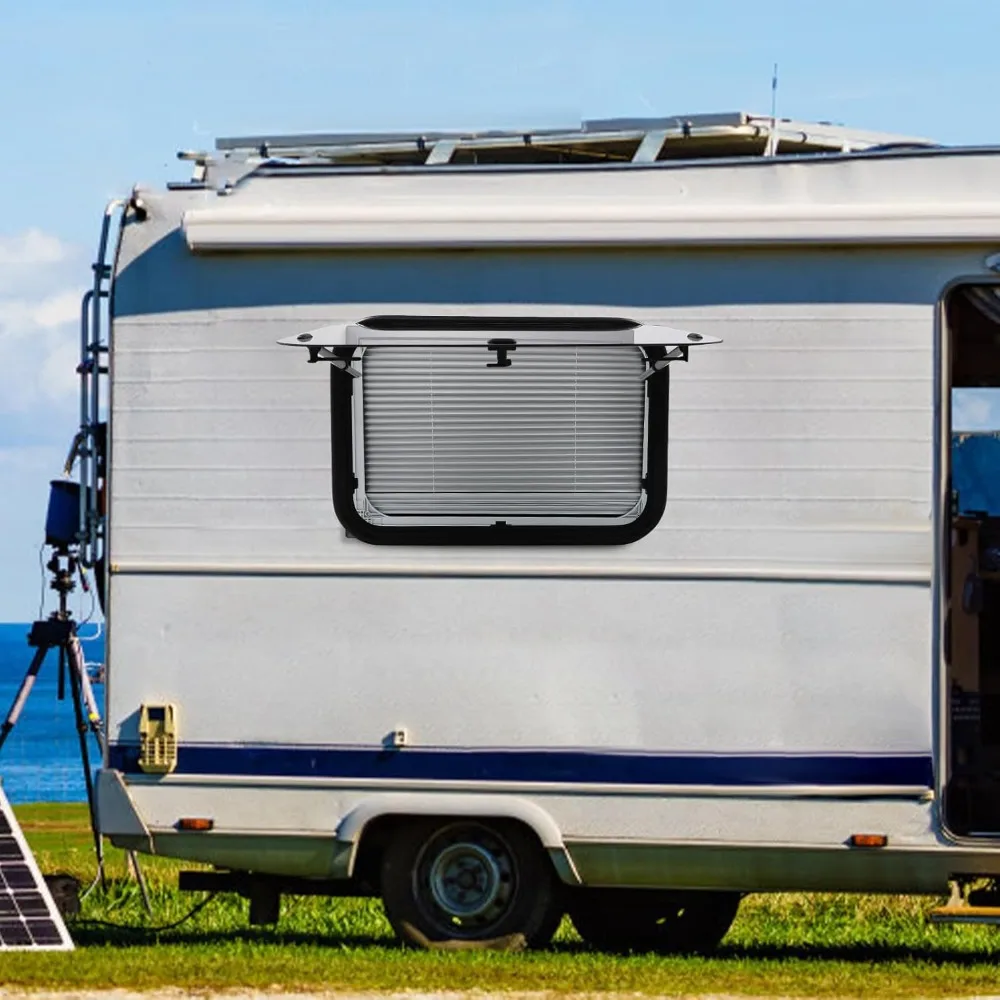 Jendela Keluar RV - Lebar 29,5 x Tinggi 19,69, Model Dorong Keluar dengan Layar, Kaca Tempered Ultra Tebal untuk Penggunaan Darurat di Camper