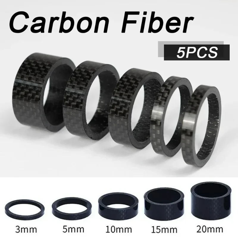 

5PCS Bicycle Carbon Fiber Spacer 3/5/10/15/20mm MTB Headset Washer 28.6mm Fork Tube Spacer Mountain Bike Accessories