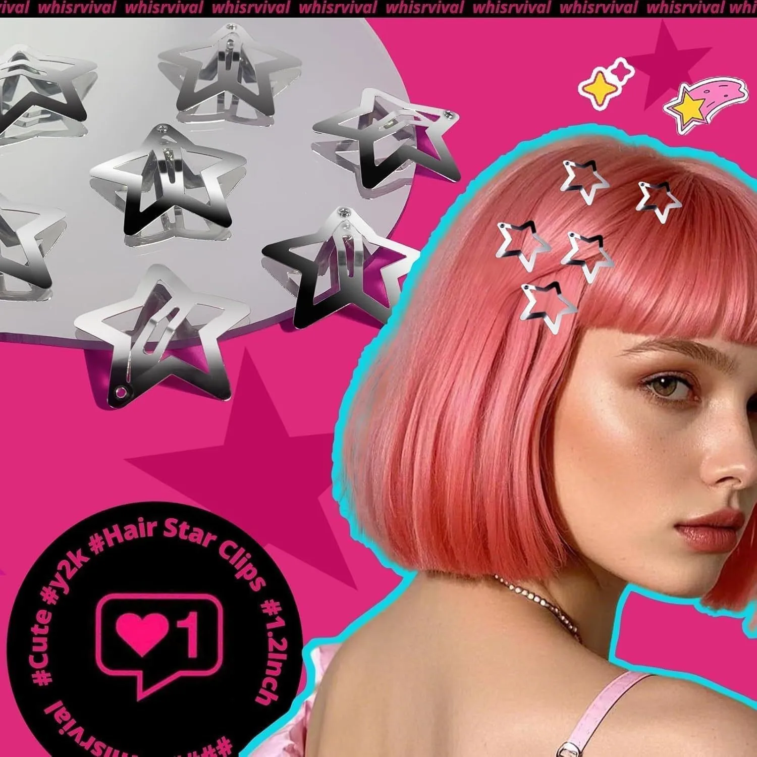 Y2K 3.2cm Star Hair Clip Ins Style Metallic Sweet Cool Clip Silver Pentagram Bb Clip Accessory view 5