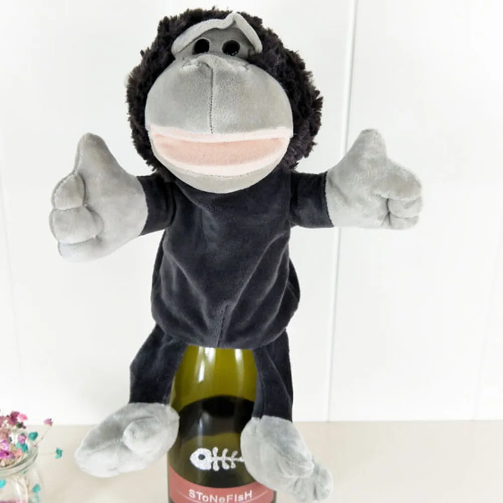 Fantoche de mão para bebê grande macaco gorila preto brinquedo de pelúcia