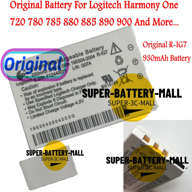 

Original R-IG7 Battery for Logitech Harmony 890 890 Pro H880 815 000037 K43D.