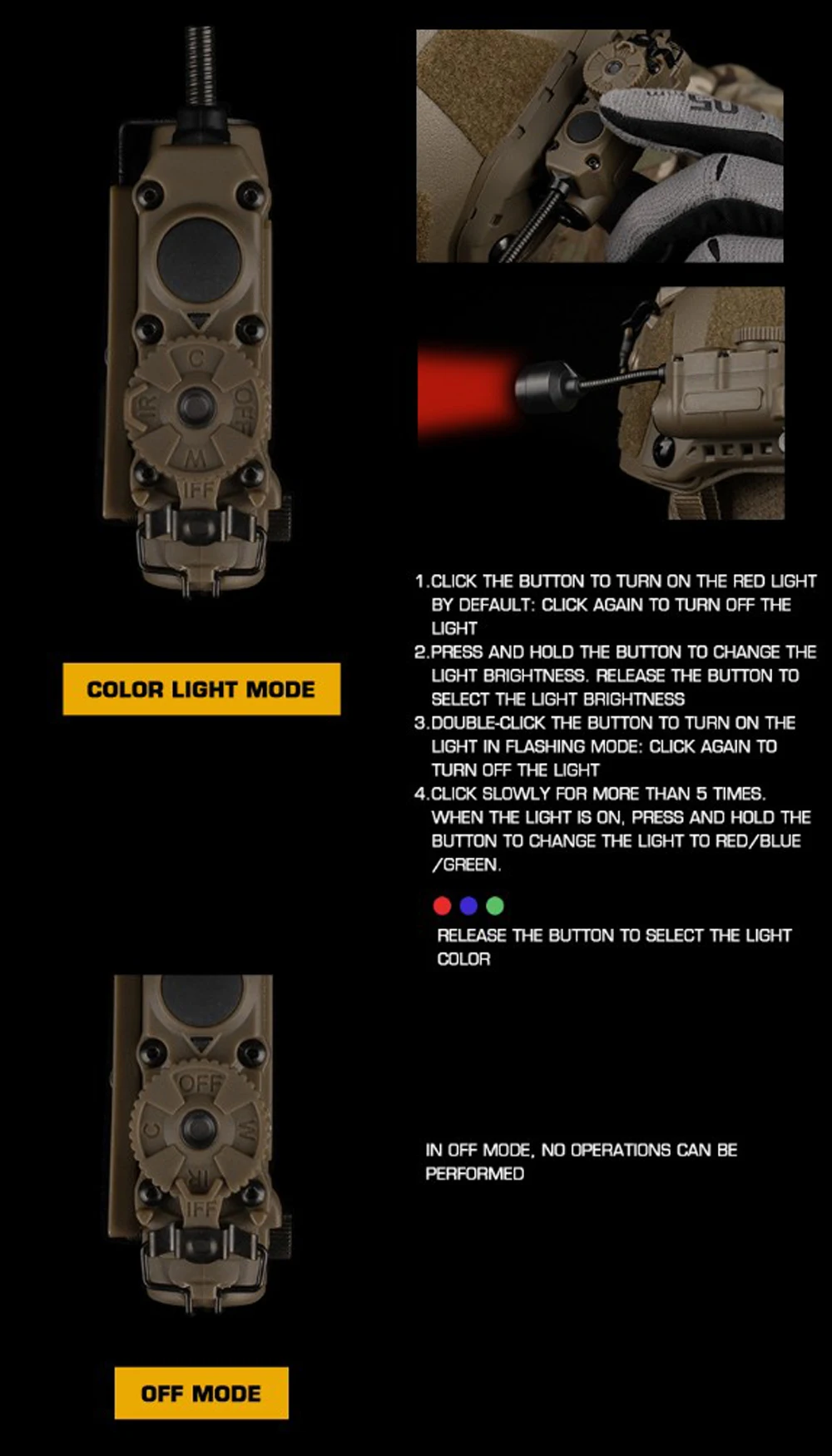 Sidewinder Helmet Lamp Tactical Strobe Light Red/Green/Blue/White/IR Head IFF Light Hunting Fishing Auxiliary LED Flashlight