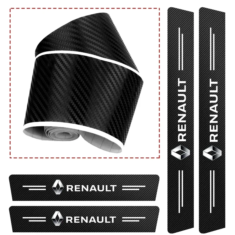 4pc Carbon fiber threshold sticker for cars Pedal protection sticker For Renault Trafic Clio Laguna 2 Megane Duster Logan Captur