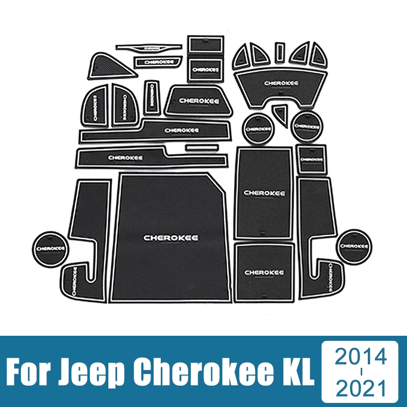 

For Jeep Cherokee KL 2014 2015 2016 2017 2018 2019 2020 2021 Car Gate Slot Pads Cup Cushion Stickers Non-Slip Mats Accessories