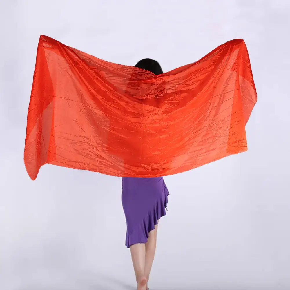 Veli di danza del ventre di colore sfumato di moda Texture leggera Scialli lunghi di danza del ventre latino Performance Scialle Costumi Accessori
