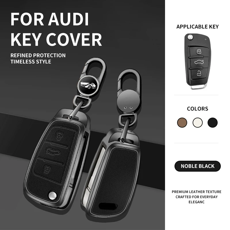 

For Audi A3 A4 A5 C5 C6 8L 8P B6 B7 B8 C6 RS3 Q3 Q7 TT S3 Metal Key Cover Protective Case Car Gadgets Key Holder Funda Llave