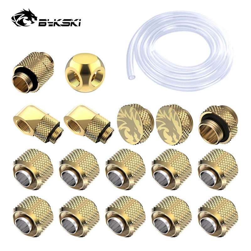 Bykski Fitting Kit Use Soft Pipe Hand Compression Connector Joint + Hose Tube + 3-Way Cooling Accessories