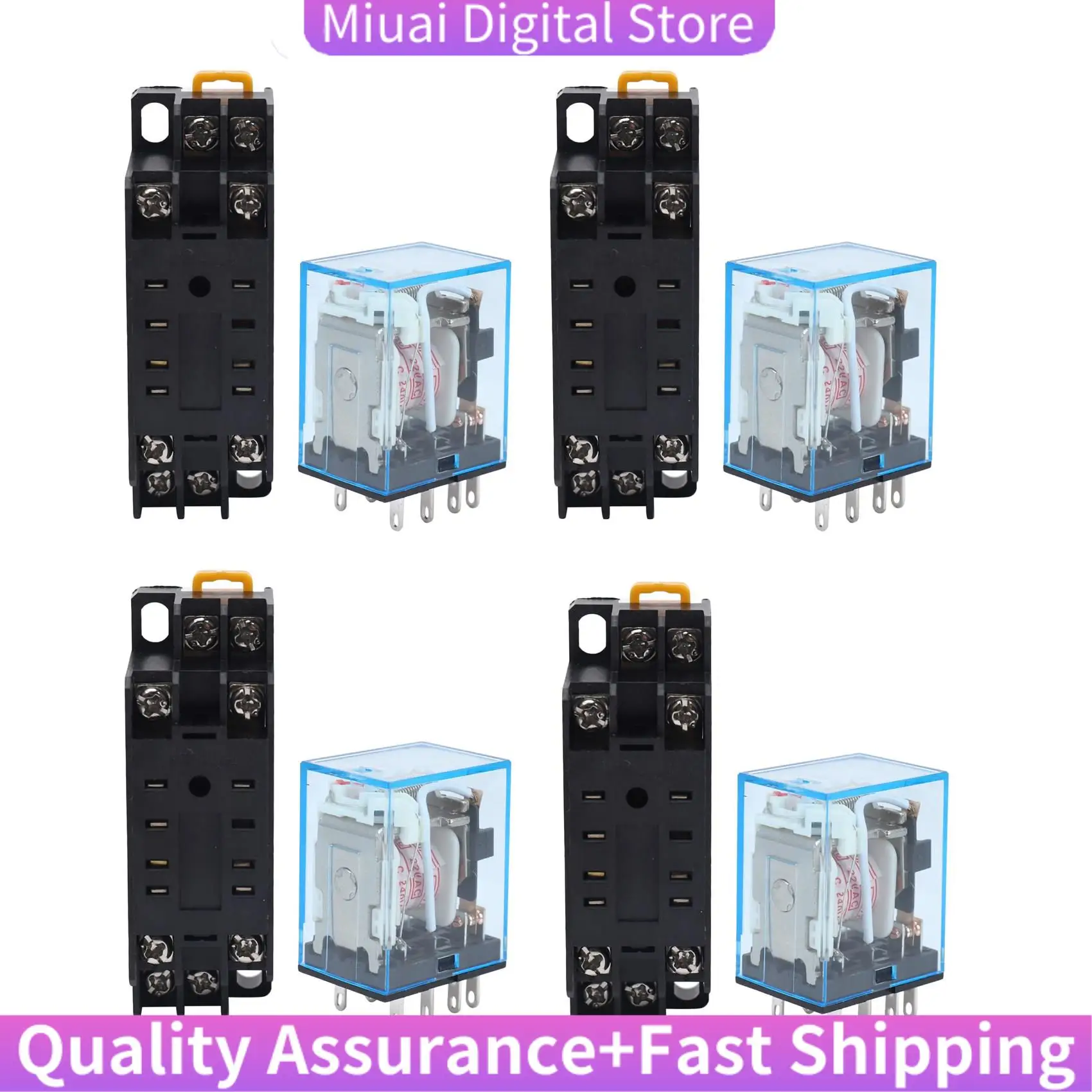 

4X 220/240 В переменного тока катушка DPDT силовое реле MY2NJ 8-контактный разъем W Base-A74Z