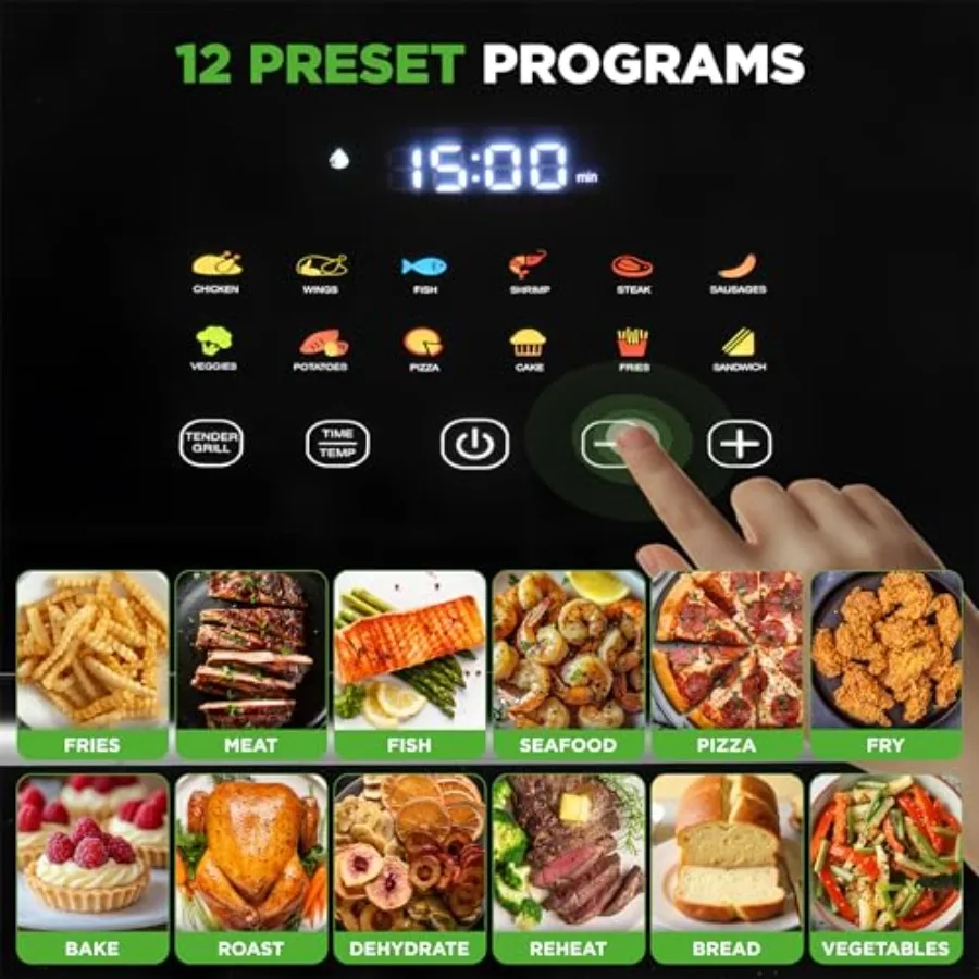 مقلاة هوائية كهربائية سعة 6.3 لتر مع 121 وظيفة طهي محددة مسبقًا بما في ذلك ميزة العطاء للمطبوخ بالتساوي العصير #3