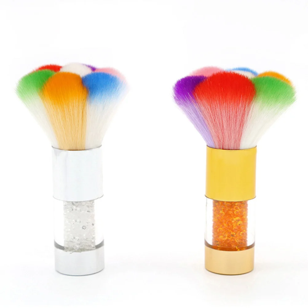 Brosse à poussière arc-en-ciel pour Nail Art, manche en métal, nettoyeur de poudre en forme de pétale, adapté aux ongles en acrylique, brosse de maquillage et cosmétiques