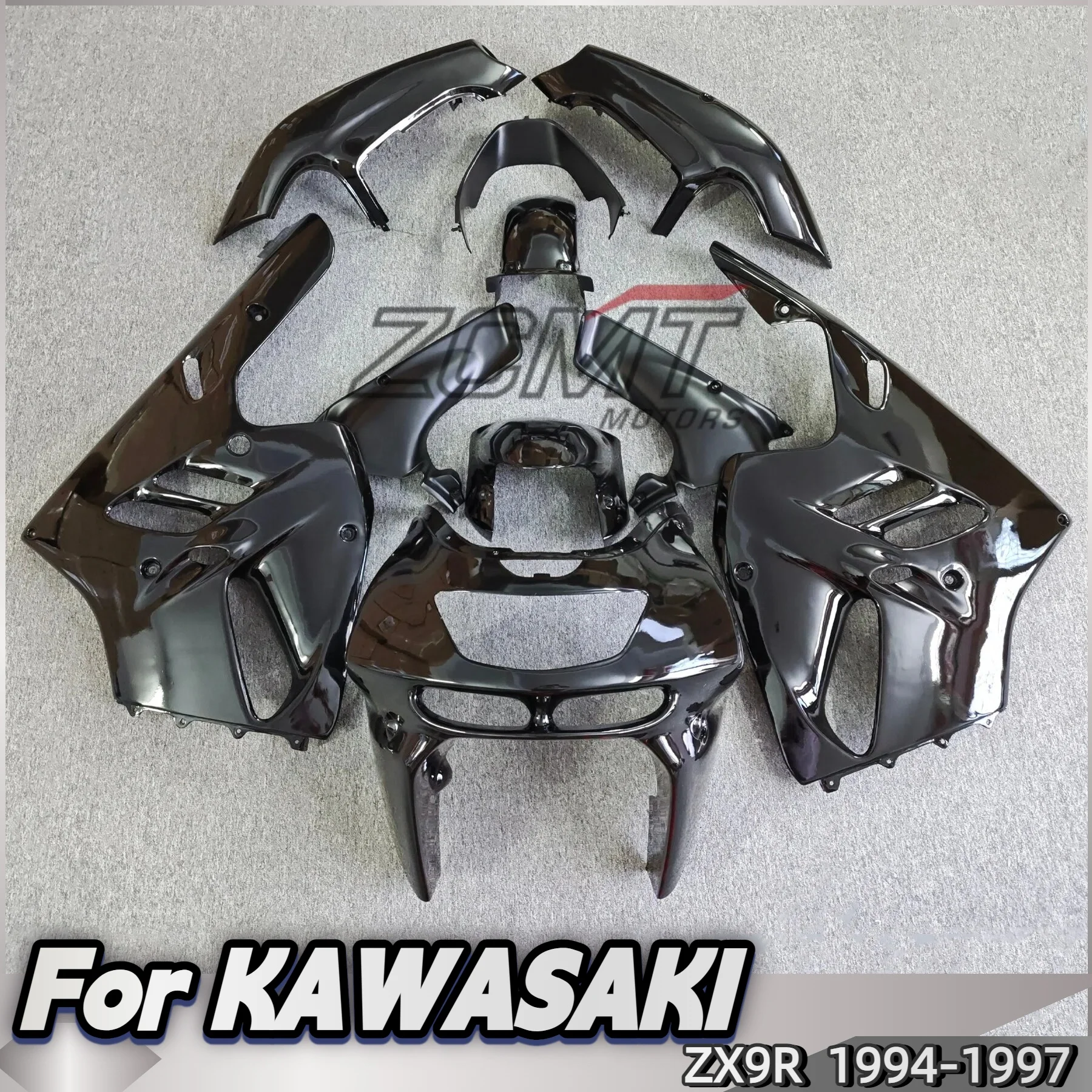 

ZX9R Motorcycle Fairing Full Set Custom Color Green Flames For KAWASAKI ZX 9R 1994 1995 1996 1997
