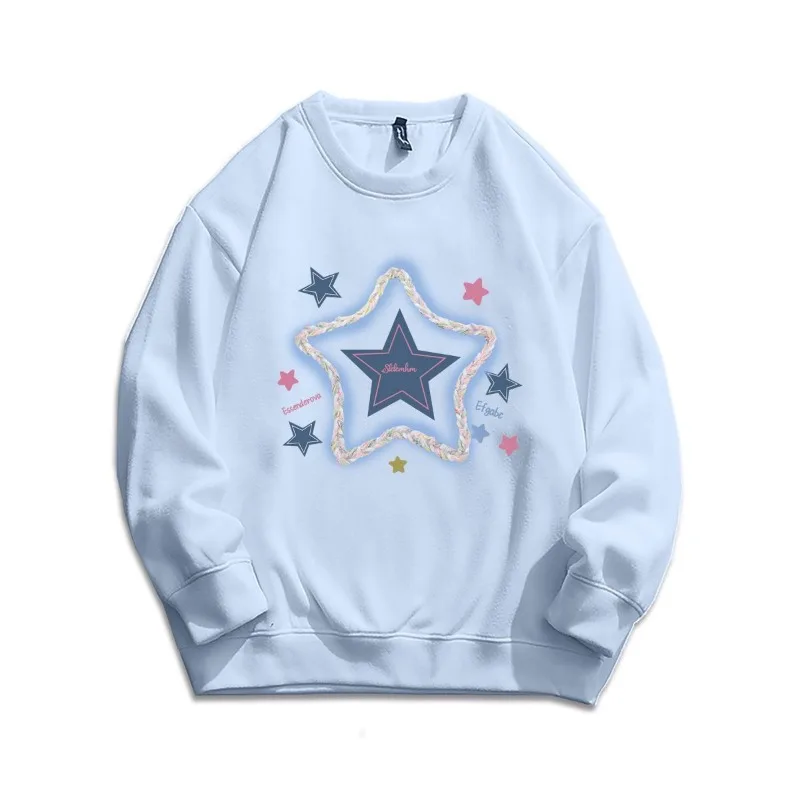 Retro China-Chic Brand Design Sense Pentagram Print Round Neck Sweater Women's Autumn Winter New Loose Comfortable Versatile Top
