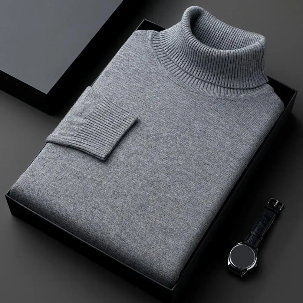 

Men Turtleneck Sweater Men's High Collar Knit Sweater Warm Stylish Winter Wear for Business Daily Outfits Long-sleeve Turtleneck