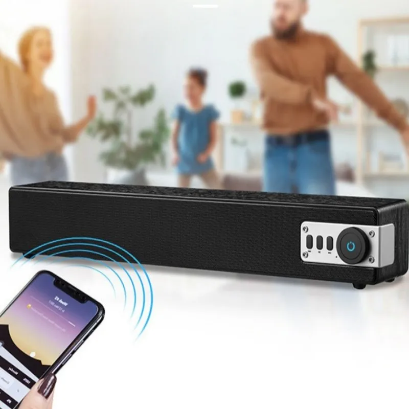 BR88 Sound Blaster Stereo Speaker 2.0 Multimedia Wooden Bar BT Speaker 52mm 4Ω Dual-speaker USB AUX TF Card Input Interfaces
