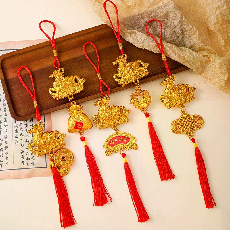 1/8 قطعة 2026 سنة الحصان الجدار الشنق حلية السنة الصينية الجديدة محظوظ اكسسوارات الديكور هووسورمينغ قلادة صغيرة الهدايا