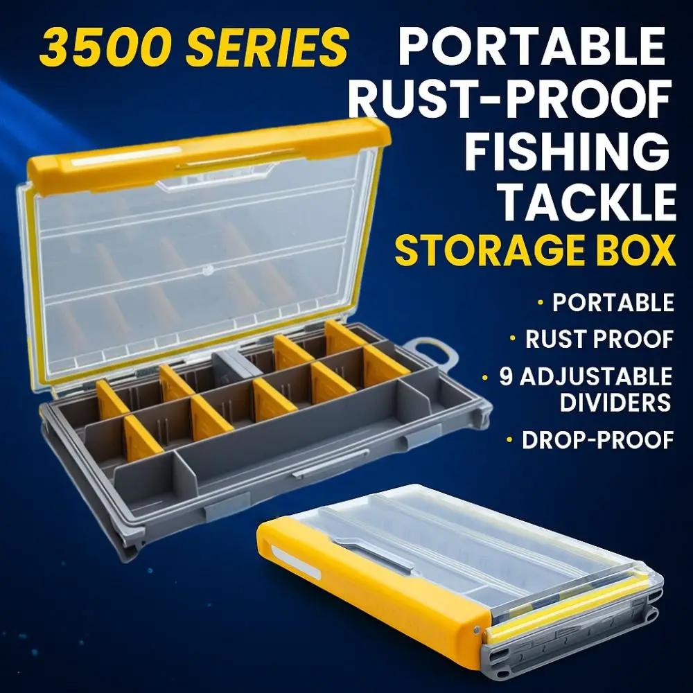 

Коробки для хранения рыболовных снастей серии 3500, защита от ржавчины, регулируемая перегородка, органайзер для рыболовных снастей, устойчивость к падению, портативный