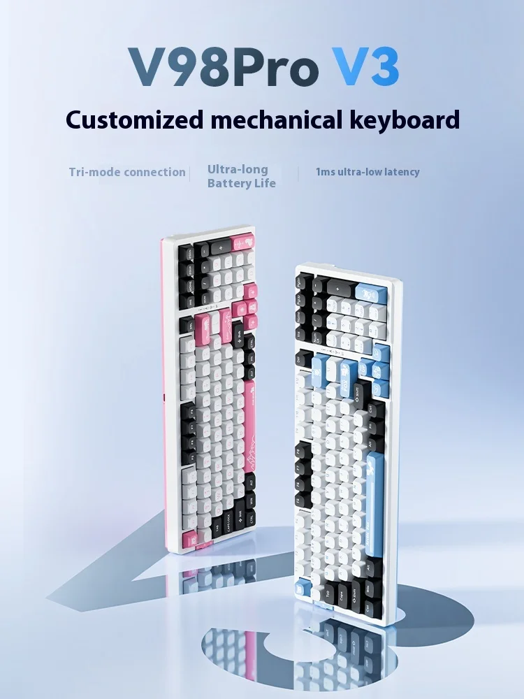 VGN V98 Pro V3 Keyboard Mekanik Tri Mode Nirkabel Keyboard Hot Swap RGB Gasket Laptop Gamer Gaming Keyboard Aksesoris PC ​