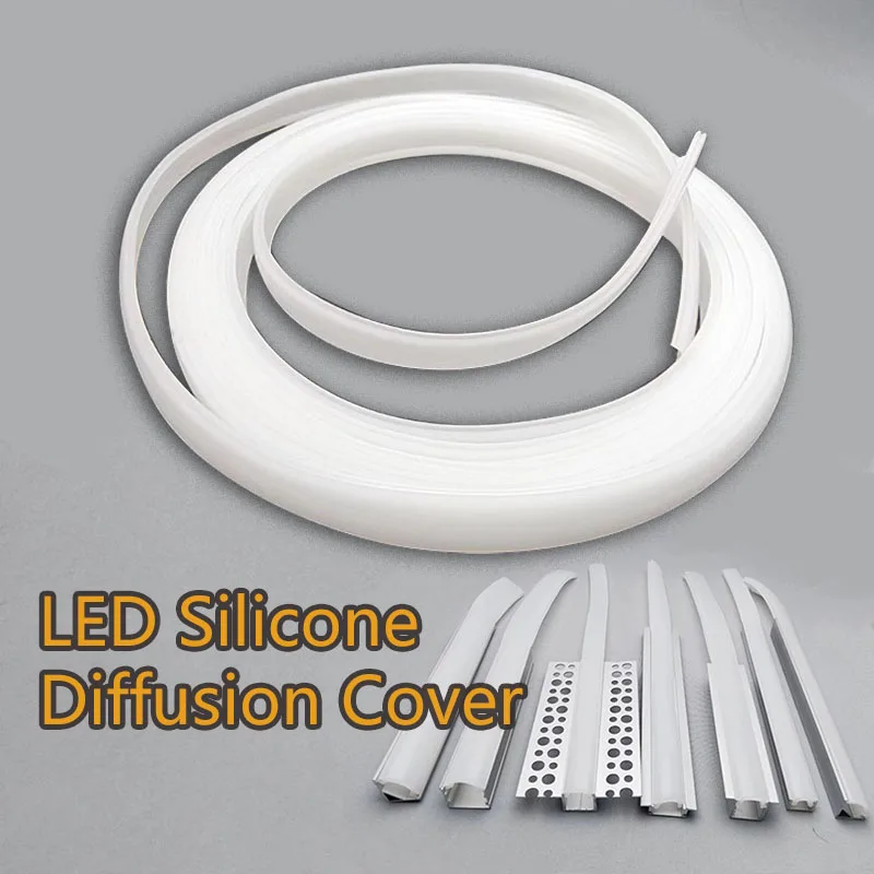 

1-10M Led Aluminum Profile Channel Diffuser Flexible Silicone Cover Table Lamp Pendant Lamps Replaceable Lampshade Accessories