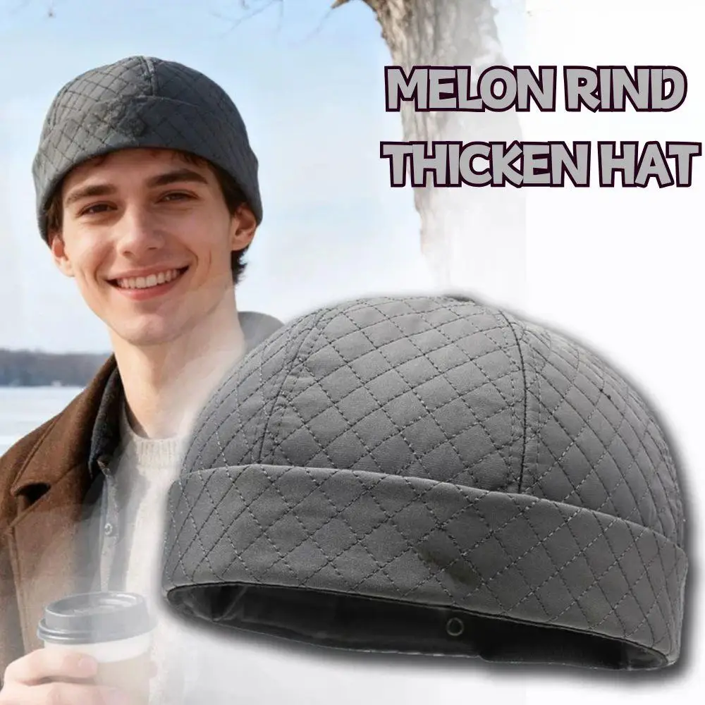 الخريف الشتاء الدافئة المالك قبعة الشارع البطيخ الجلد المد القبعات الرجعية قبعة بتصميم هيب هوب الرجال مربع شبكة الصوف مبطن رشاقته دوكر قبعة