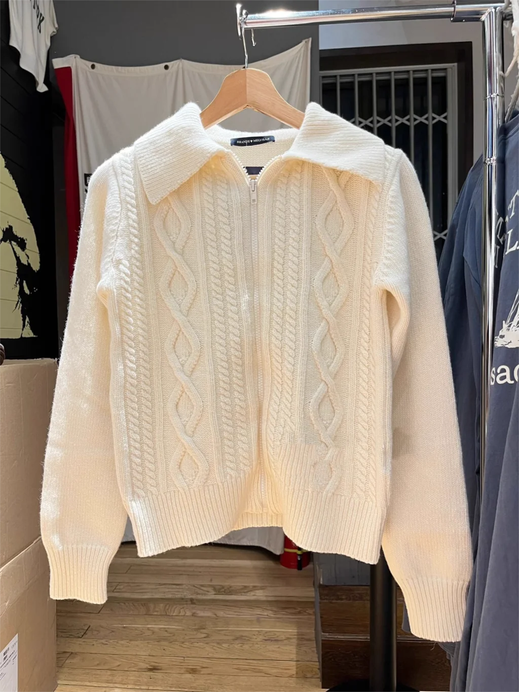 Cardigan maglione lavorato a maglia con fiori intrecciati donna autunno colletto rovesciato cerniera cappotto a maniche lunghe dolce e carino