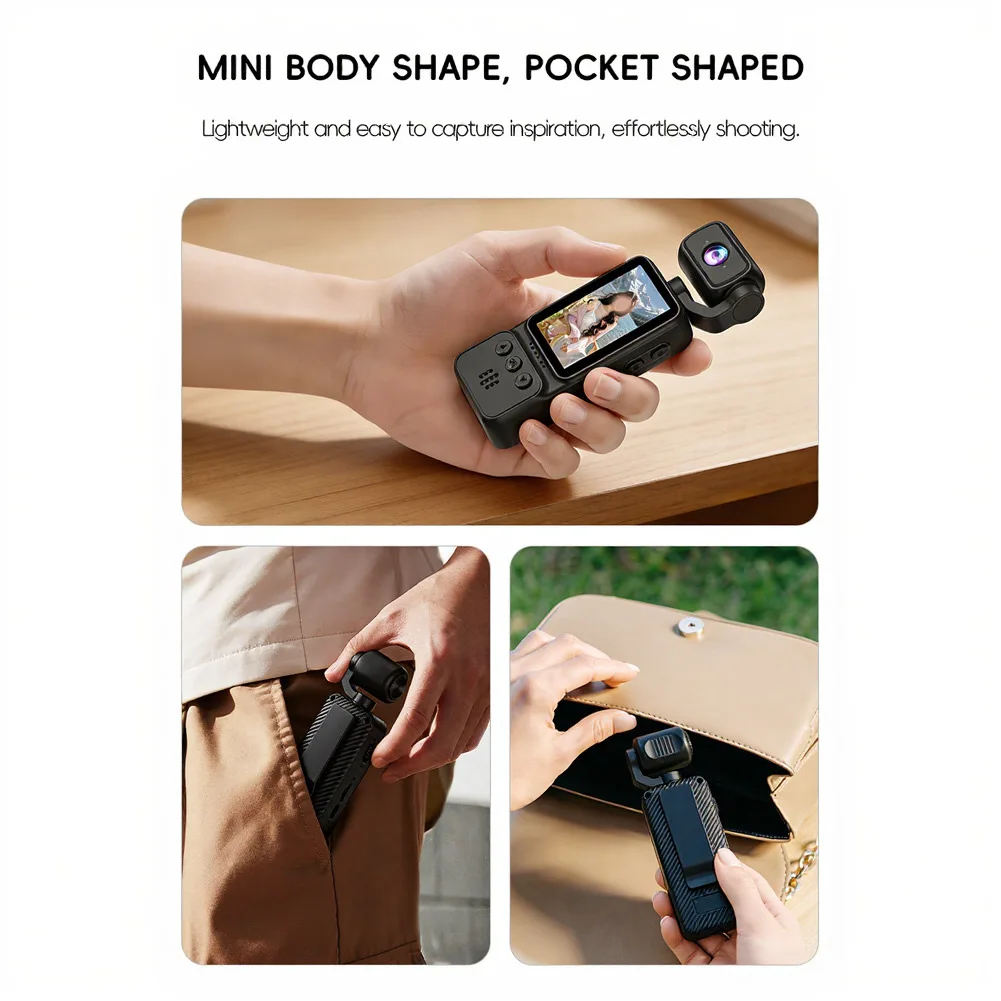 Handheld Vlogging Recorder 4K WiFi HD Pocket Camera Wearing Chest Smart Stabilization & 180° Wide Angle For Travel/outdoor Sport view 3