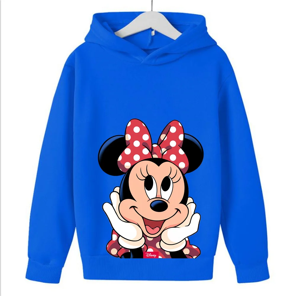 Sweats à capuche Disney Minnie Mouse pour enfants, sweat-shirt pour enfants, vêtements pour bébés garçons, pull de printemps mignon, nouveau