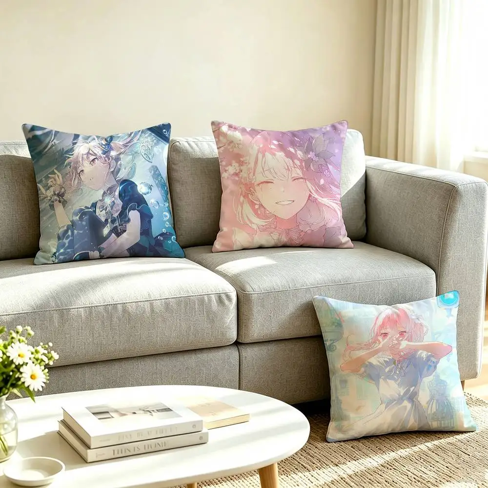 P-Project SEKAI M-Mizuki Akiyama Square Double-Sided printed Pillow Case Bedroom Bedside Pillow Sofa Cushion Cover