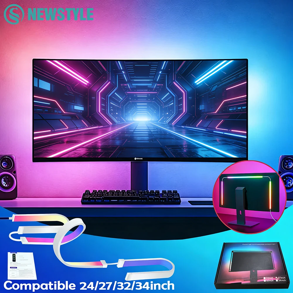 

Умная RGB LED-лента Smart Sync для игрового монитора с функцией распознавания цвета, управлением через приложение, DIY-подсветкой и атмосферной лампой для декора игровой комнаты ПК