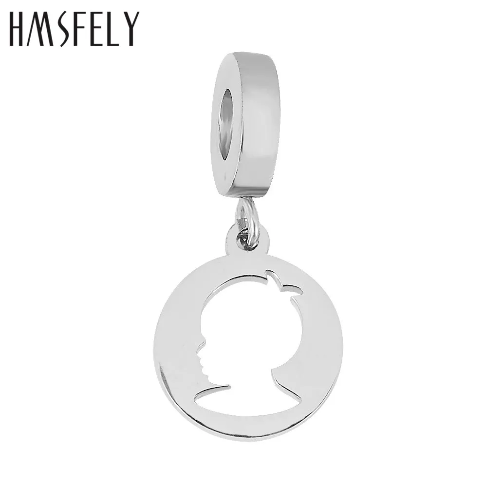 HMSFELY Stainless Steel Boy Girl Head Portrait Pendant For DIY Bracelet Necklace Jewelry Making Accessories Bracelets Parts