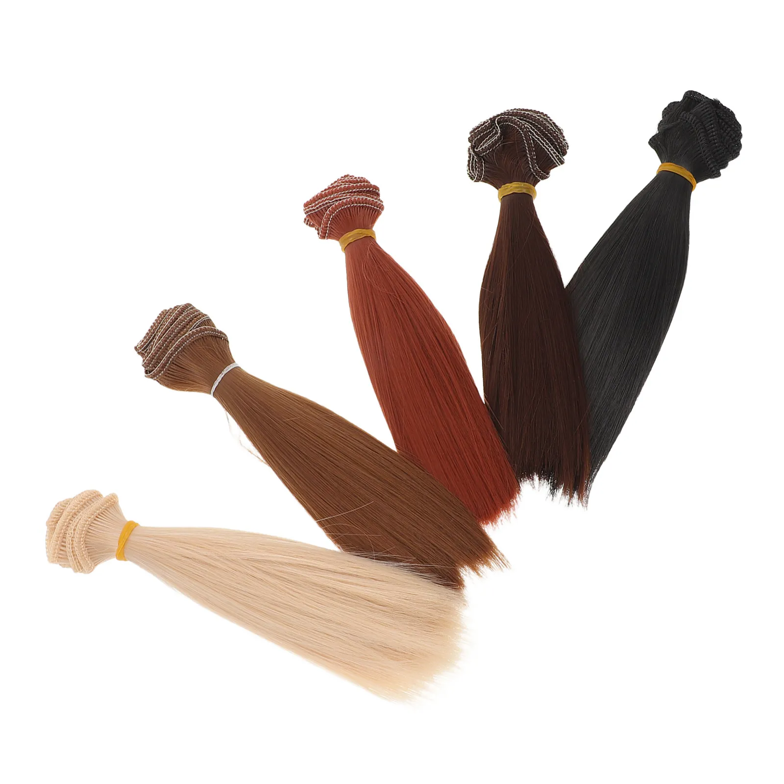 5Pcs Bjd Synthetic Straight Hairpieces Fit for Realistic DIY Crafting Removable Hair Accessories