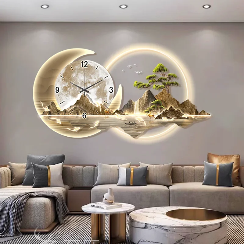 Luxury Large Wall Clocks Modern Art Mural Led Aesthetic Silent Wall Watch Creative Restaurant Reloj De Pared Home Decoration