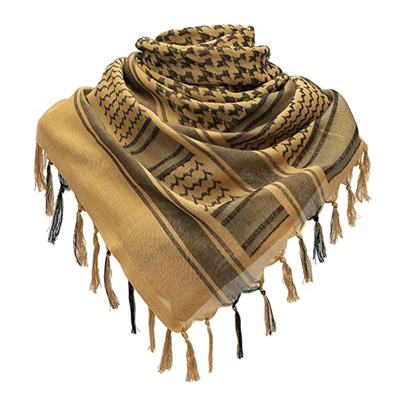 Scarf Military Shemagh Tactical Desert Keffiyeh Head Neck Scarf Arab Wrap with Tassel, for Women and Men, 43x43 inches