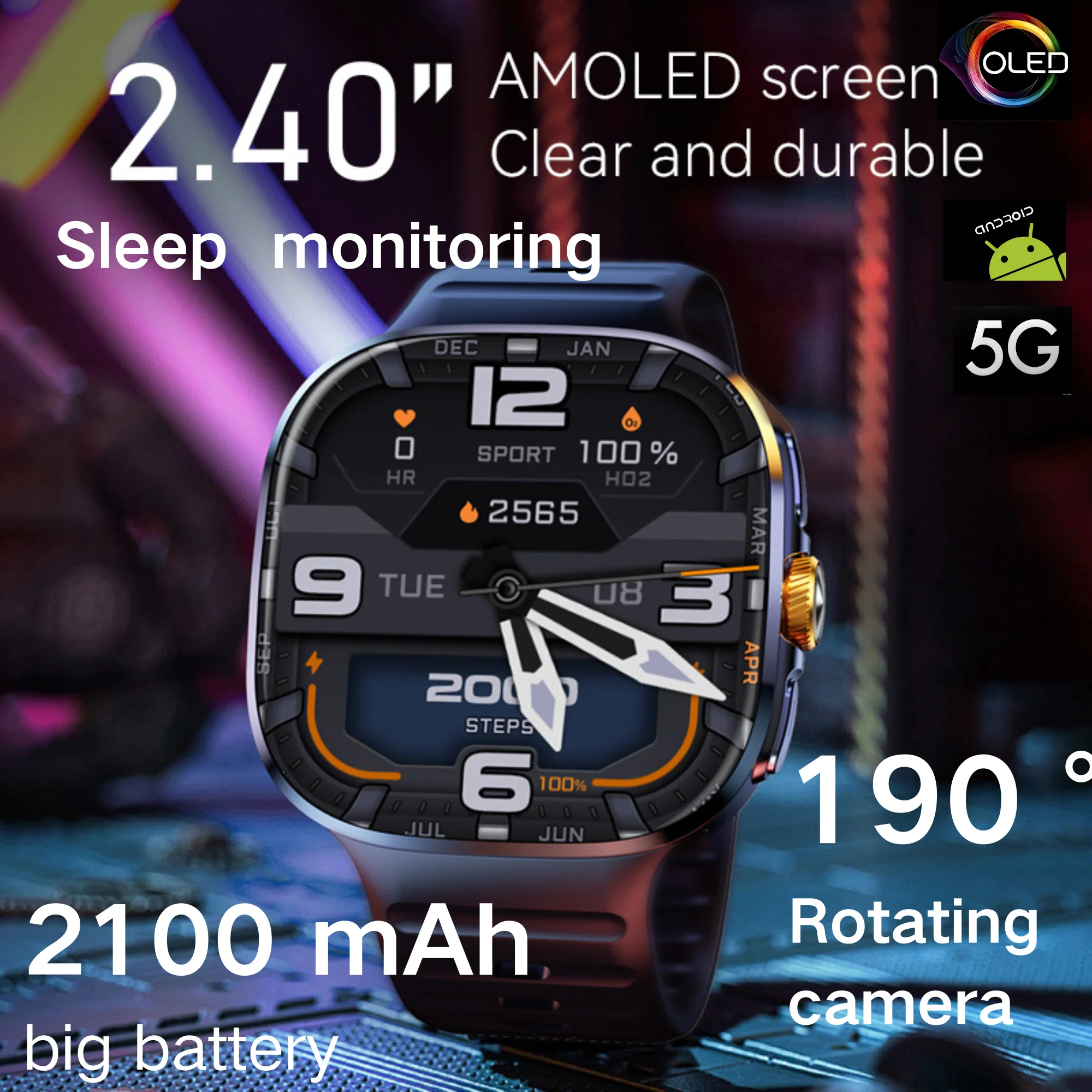 

2025 M99 Smartwatch 5G With 2.4inch Amoled Screen 2100mAh big battery WIFI GPS Position Compass NFC Smart Watch Men Women