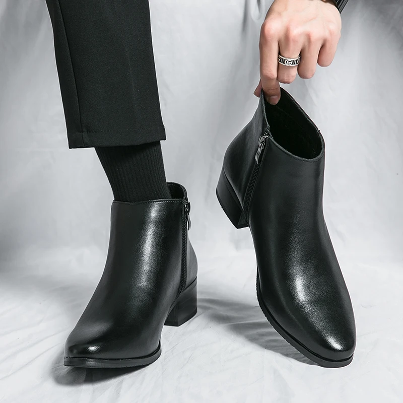 MAEDEF nowe męskie buty wysokiej jakości marka Retro wygodne skórzane wodoodporne botki 2024 modne czarne brązowe męskie buty — zdjęcie 3