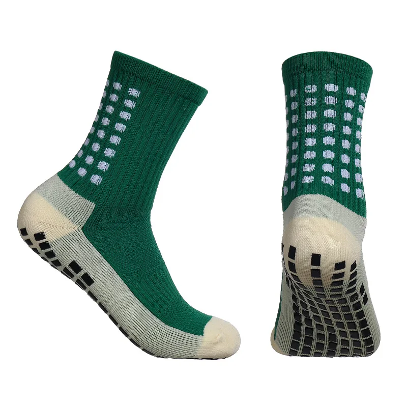 4 Pairs Non-Slip Men\'s Football Soccer Socks Mid-Length Cushioning Sports Cycling Grip Socks Thickened Towel Bottom Socks