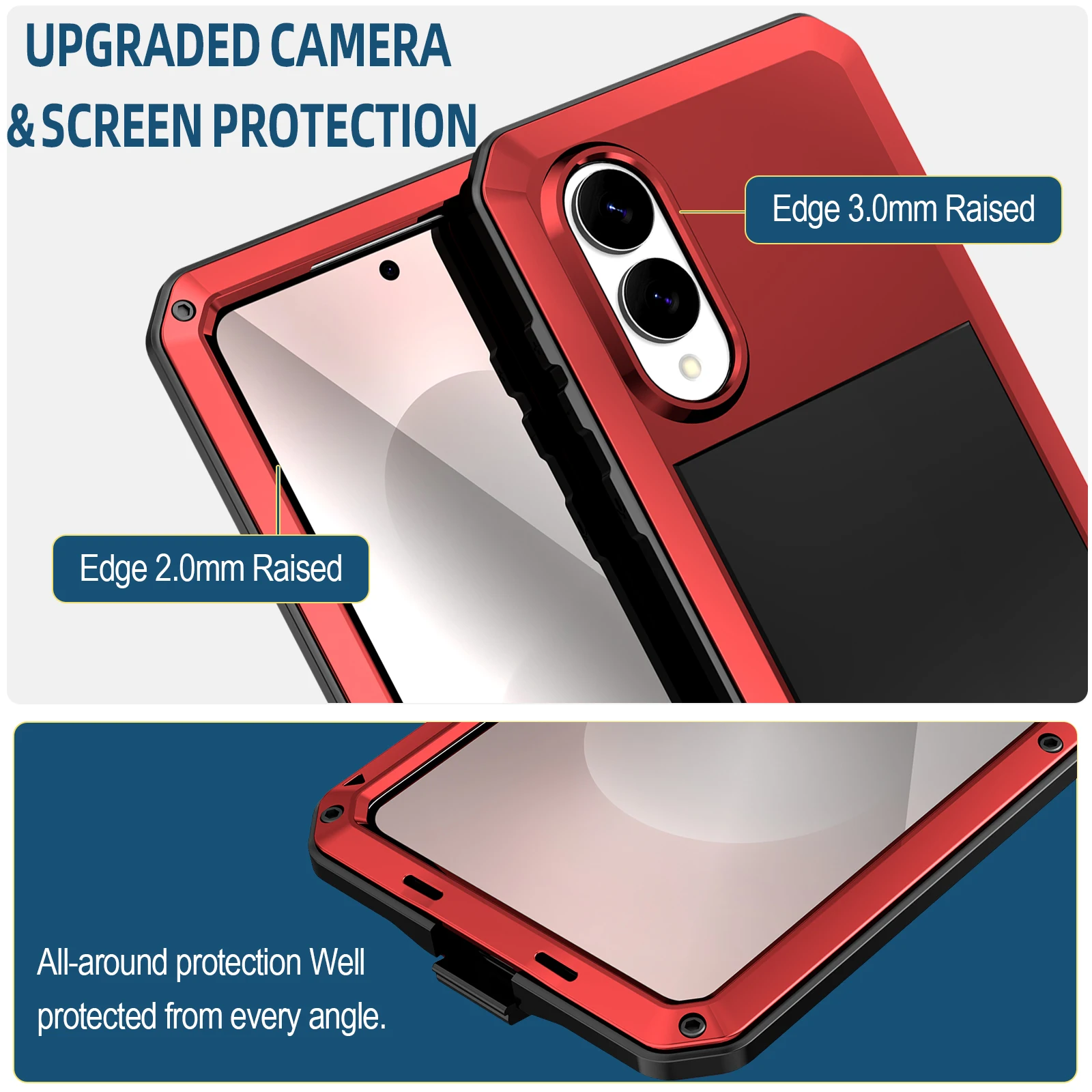 Para samsung galaxy s23 s22 s21 s20 ultra s24 plus s25 borda à prova de choque armadura metal caso capa para galaxy note 20 vidro temperado