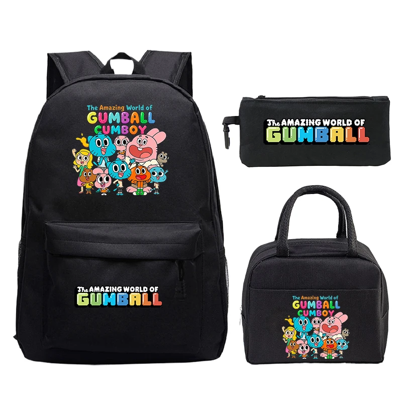 

3Pcs/set The Amazing World Of Gumball Backpack Boys Girls Schoolbag Laptop Backpack Students Rucksack Comfortable Travel Mochila