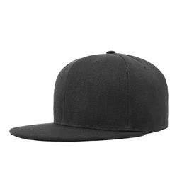 Gorro Snapback negro con cabeza grande para hombre, gorra de béisbol plana estilo Hip Hop, moda