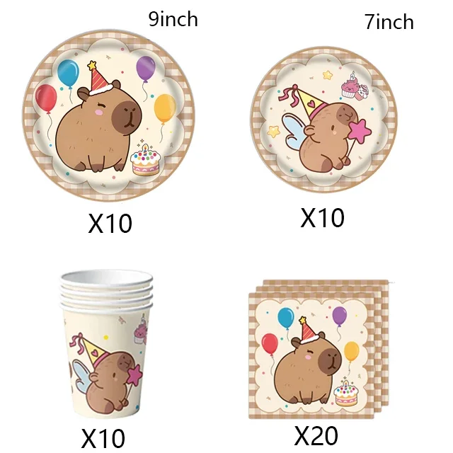 Nieuwe Leuke Capybara Verjaardagsfeestje Decoraties Kapibala Ballonnen Servies Set Papieren Borden Kopjes Banner voor Baby Douche Kids Geschenken