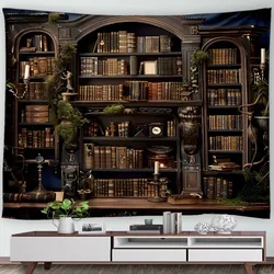 Bookshelf Vintage Library Tapestry Book Bookstack Magic Witch Room Universe Bedroom Wall Hanging Living Room Tapestry Screen