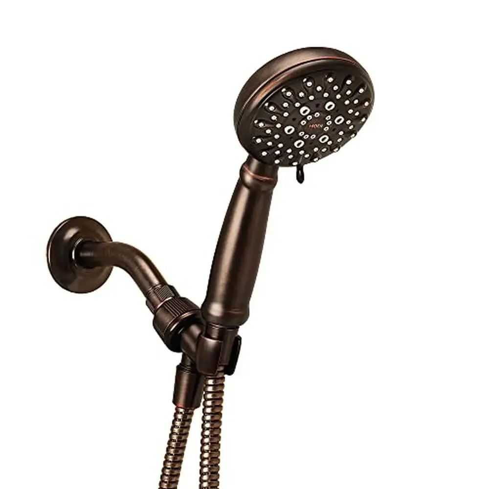 5-Spray Hand Shower with Detachable Hose and Hassle-free Installation Mediterranean Bronze Finish Round Shape Self-Cleaning