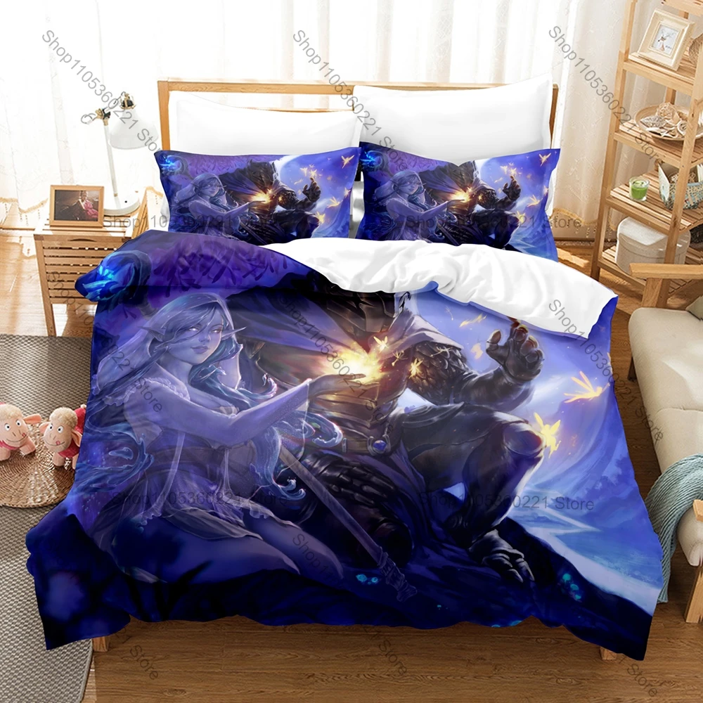 Cool 3PCS The Rise of Tiamat DND Pattern Bedding Set Duvet Cover + 2 Pillowcases Breathable Polyester Tabletop Bedding Gamer Bed