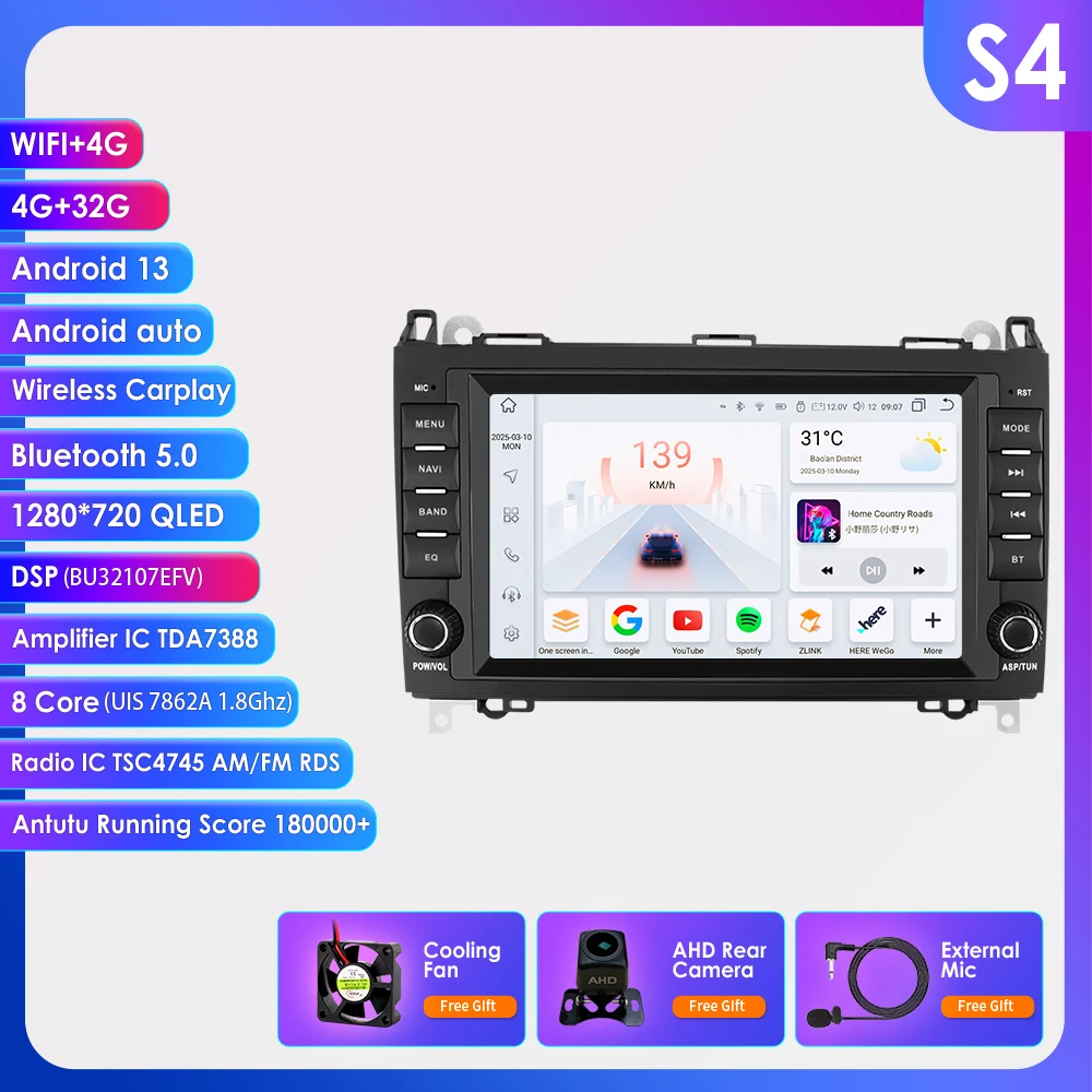 Hizpo 8 "Carplay Android Autoradio Voor Mercedes Sprinter Benz B200 Vito W639 Viano B Klasse W169 W245 W209 multimedia 2Din 7862